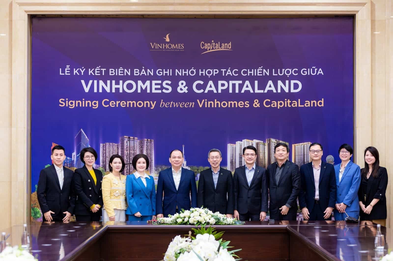 Lễ ký kết hợp tác chiến lược giữa Vinhomes và CapitaLand cho dự án The Fullton CapitaLand tại Hưng Yên.
